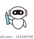 AI assistant robot with a pencil for writing and editing documents. 143560796