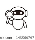 Information retrieval and data analysis by an AI assistant robot equipped with a magnifying glass. 143560797