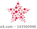 Pink and red star-shaped flower design 143560946