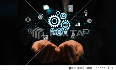 Hands Holding Gear Icons Symbolizing Technology and Innovation in a Digital World with Data, Charts, and Social Media Elements for Business Context. Entropy Hands Holding Gear Icons Symbolizing Technology and Innovation in a Digital World with Data, Charts, and Social Media Elements for Business Context. Entropy 143562185