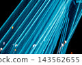 Cyan blue light lines on black abstract backdrop 143562655