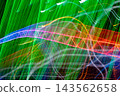 Neon abstract background with green light trails 143562658
