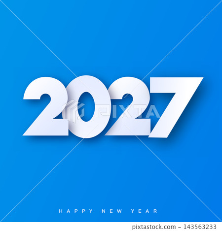 White Happy New Year 2027 Text on Blue Background Vector White Happy New Year 2027 Text on Blue Background Vector 143563233