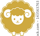 Cute golden sheep vector illustration, front view of the sheep, Chinese zodiac. Cute golden sheep vector illustration, front view of the sheep, Chinese zodiac. 143563763