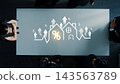 Business Meeting on Real Estate Investment Trends with Market Graphs and Iconic House Motifs in a Modern Conference Room Setting Gluon 143563789