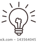 A glowing light bulb, an icon of inspiration. 143564045