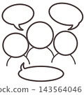 Three people talking in speech bubbles 143564046