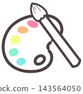 Paint palette and brush 143564050