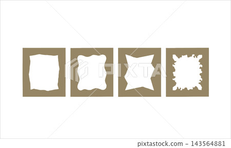 Abstract Beige Torn Paper Texture Strips Collection with Natural Brush Strokes for Scrapbooking and Neutral Taupe Polka Dot Decorative Strip with Cream White Spots for Minimalist Scrapbooking and Stat 143564881