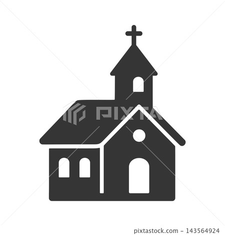 Simple church silhouette icon Simple church silhouette icon 143564924