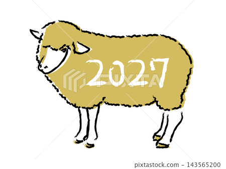 A hand-drawn illustration of a sheep and the year 2027 A hand-drawn illustration of a sheep and the year 2027 143565200