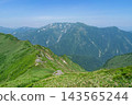View of Mt. Shiragamon and Mt. Asahidake from the hiking trail of Mt. Moguradake on the Tanigawadake Horseshoe Traverse Route in Minakami Town, Gunma Prefecture. 143565244