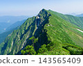 Mount Tanigawa as seen from near Mount Ichinokura on the Tanigawadake Horseshoe Traverse Trail in Minakami Town, Gunma Prefecture. 143565409
