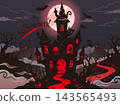 萬聖節的世界，滿月之夜，以黑色和紅色為主色調。 143565493