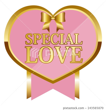 A luxurious heart-shaped special love emblem in pink and gold. A luxurious heart-shaped special love emblem in pink and gold. 143565870