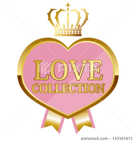 A luxurious heart-shaped Love Collection emblem in pink and gold. A luxurious heart-shaped Love Collection emblem in pink and gold. 143565871