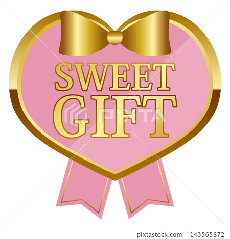 A lovely heart-shaped gift emblem in pink and gold, exuding a sense of luxury. A lovely heart-shaped gift emblem in pink and gold, exuding a sense of luxury. 143565872