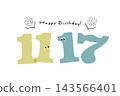 Number illustration, simple and cute date material, November 17th 143566401