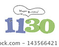 Number illustration, simple and cute date material, November 30th 143566421