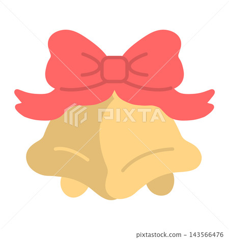 A cute Christmas decoration with a big red bow and two yellow bells. A cute Christmas decoration with a big red bow and two yellow bells. 143566476
