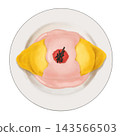 Illustration of omelet rice with mentaiko sauce 143566503