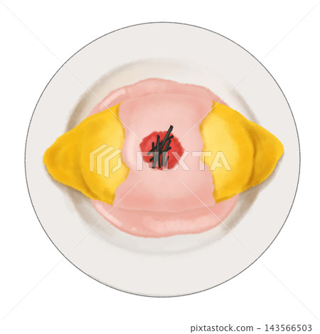 Illustration of omelet rice with mentaiko sauce Illustration of omelet rice with mentaiko sauce 143566503