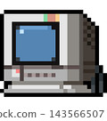 Cartoon pixel crt desktop monitor. 143566507