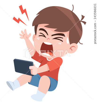 Angry Child Throwing Tantrum Cartoon Illustration 143566831