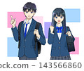 Anime-style illustrations of high school or middle school boys and girls, with colorful backgrounds and white backgrounds. 143566860