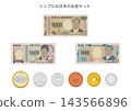 Simple Japanese currency set: banknotes and coins 143566896
