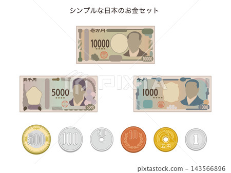 簡易日本貨幣套裝:紙幣和硬幣 簡易日本貨幣套裝:紙幣和硬幣 143566896