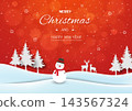Winter holiday landscape background,Celebrate themed on red background for Christmas or New Year decorative 143567324