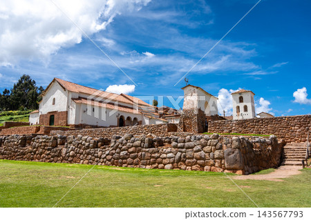 Colonial church and Inca archaeological site of Chinchero, Peru Colonial church and Inca archaeological site of Chinchero, Peru 143567793