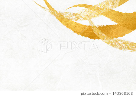 白色日式紙張背景,飾以金色筆觸藝術圖案。 白色日式紙張背景,飾以金色筆觸藝術圖案。 143568168
