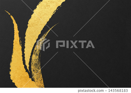 Japanese-style background with golden brushstroke art Japanese-style background with golden brushstroke art 143568183