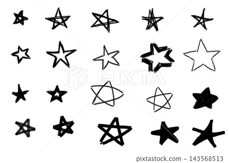 Doodle stars set, black hand drawn star shapes collection, sketchy five point icons. Simple scribble symbols sheet, cartoon astral marks group. Scribbled pentagram assortment pack Doodle stars set, black hand drawn star shapes collection, sketchy five point icons. Simple scribble symbols sheet, cartoon astral marks group. Scribbled pentagram assortment pack 143568513
