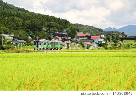 Kamaishi Line and rice paddies Kamaishi Line and rice paddies 143568942