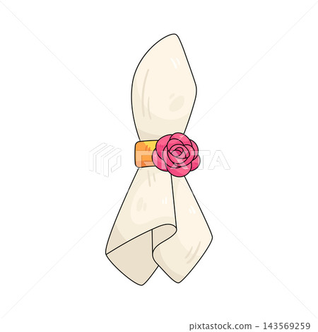 Illustration of napkin ring with rose decoration Illustration of napkin ring with rose decoration 143569259