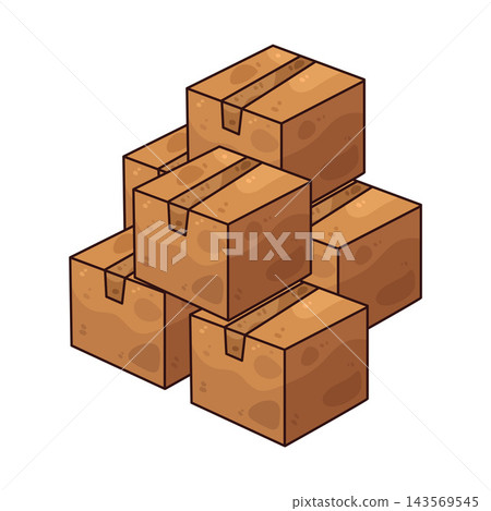 Stack of Cardboard Boxes Illustration Stack of Cardboard Boxes Illustration 143569545