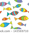 Seamless pattern with cute fishes 143569710