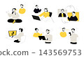 Call center set flat concepts. People calling in client support line, technical assistants in headsets consulting and helping, online agents conversating and give information. Vector illustrations. 143569753