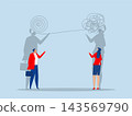 Business people talk with tangled chaos knot to solution. roblem Solving, mental problem solving brainstorm concept. 143569790