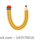 The uppercase letter U created as fun yellow pencil. School inspired children's alphabet. 143570016