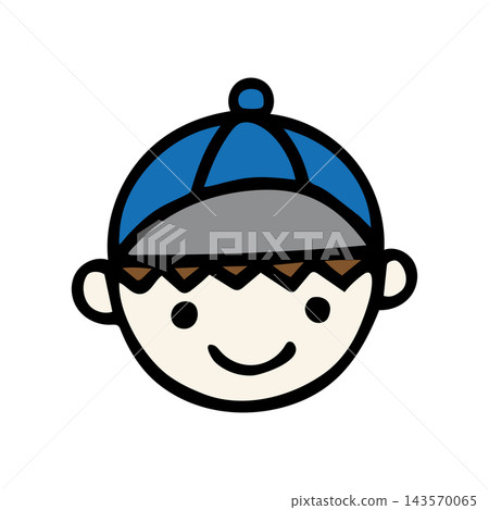 手繪圖示插圖，描繪了一個戴著帽子的男孩。 143570065