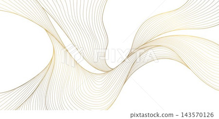 Luxury abstract gold wave pattern with elegant flowing lines, smooth curves, organic shapes, modern Japanese style. Vector background, wine labels, premium graphic design, art deco fancy illustration 143570126