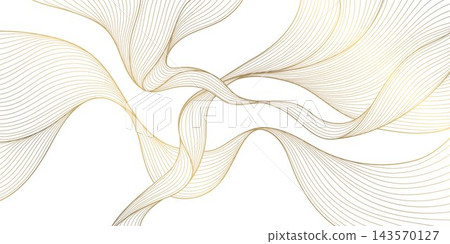 Luxury abstract gold wave pattern with elegant flowing lines, smooth curves, organic shapes, modern Japanese style. Vector background, wine labels, premium graphic design, art deco fancy illustration Luxury abstract gold wave pattern with elegant flowing lines, smooth curves, organic shapes, modern Japanese style. Vector background, wine labels, premium graphic design, art deco fancy illustration 143570127