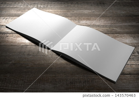 A4 to A5 brochure mockup with wooden desks in background 143570463