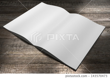 A4 to A5 brochure mockup with wooden desks in background A4 to A5 brochure mockup with wooden desks in background 143570473