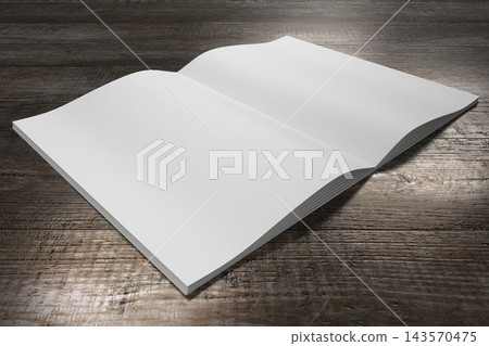 A4 to A5 brochure mockup with wooden desks in background 143570475