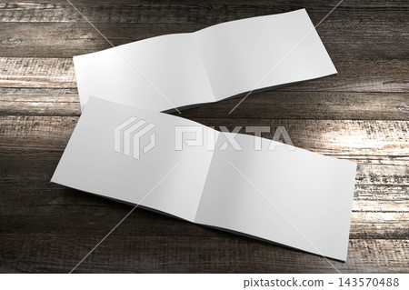 A4 to A5 brochure mockup with content pages on wooden background 143570488